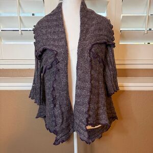 New Vintage Pretty Angel Purple Knit Cardigan With Ruffles Sz L Boho Whimsigoth